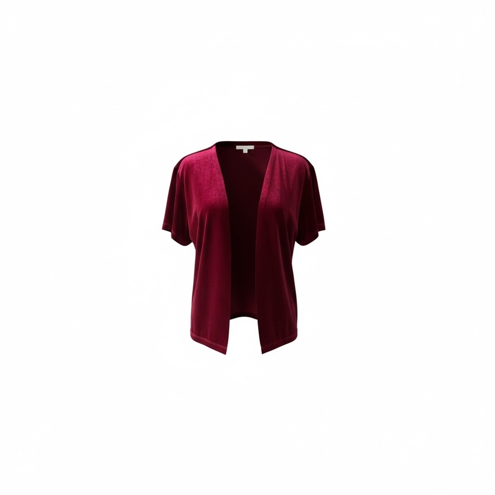 Vintage Impressions Lifestyle Velvet Like Vintage 80s Open Short Sleeve Cardigan